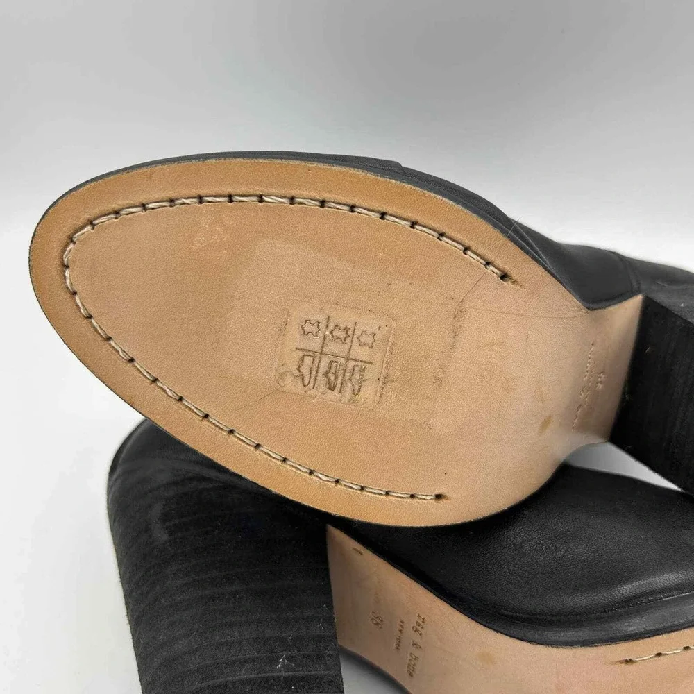 Rag & Bone Womens Size 38 Black Leather Heeled Booties Boots‎ Strappy Shoes